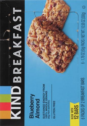 image:imageKIND Breakfast Bars Blueberry Almond Healthy Snacks Gluten Free 100 Whole Grains 3g Protein 6 CountBlueberry Almond