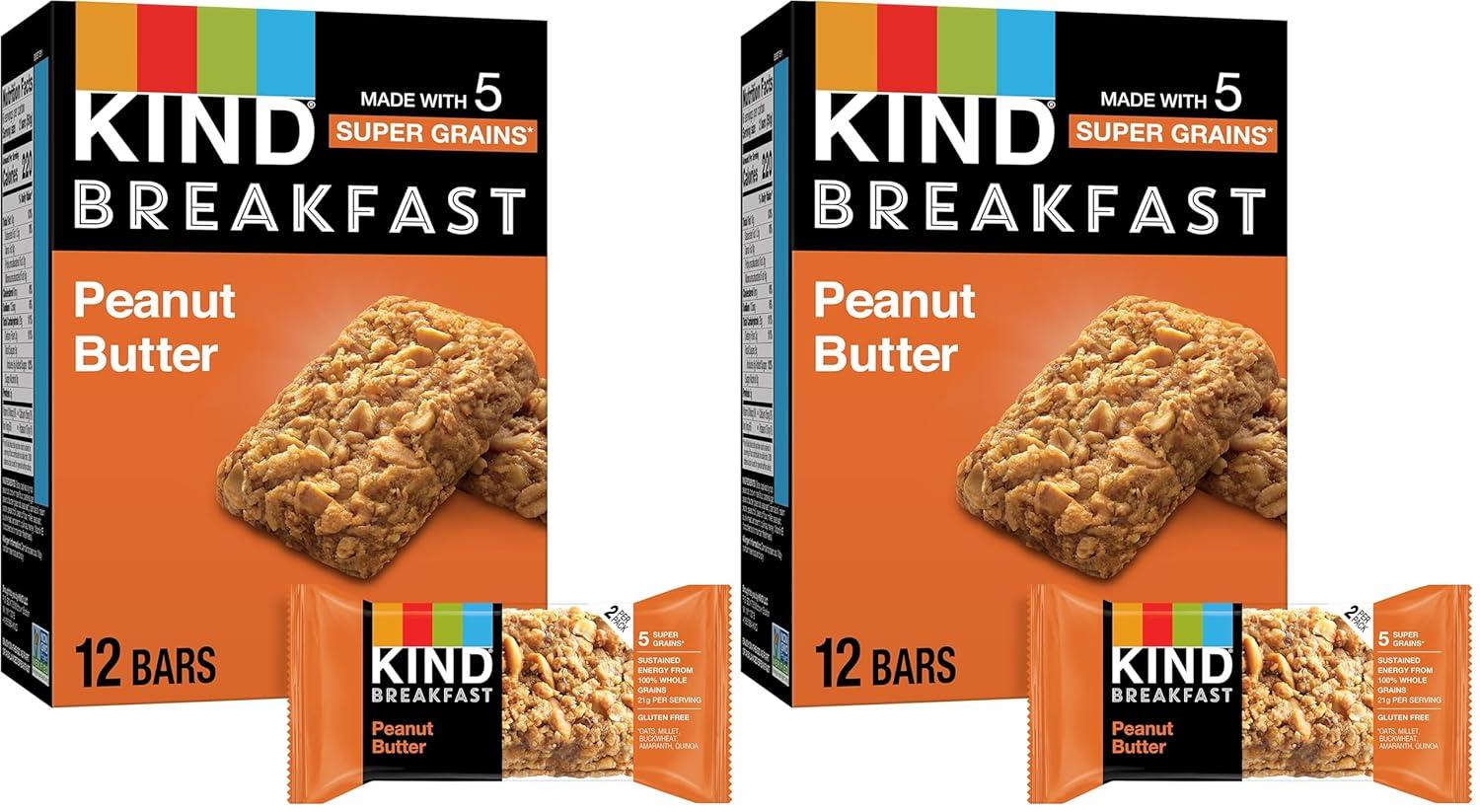 image:imageKIND Breakfast Bars Peanut Butter Healthy Snacks Gluten Free 5g Protein 6 CountPeanut Butter