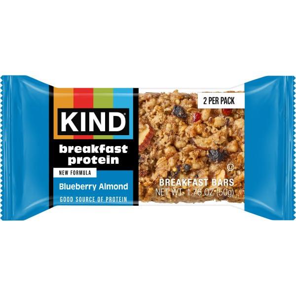 image:imageKIND Breakfast Protein Bars Caramel Peanut Gluten Free Low Sodium Healthy Snacks 8g Protein 30 Count 30 Packs of 2 BarsBlueberry Almond