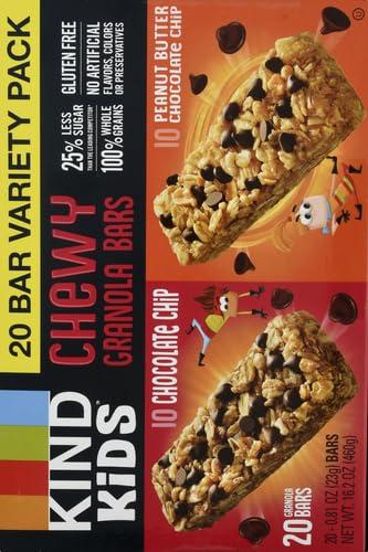 image:imageKIND Chewy Granola Bars Variety Pack Gluten Free Low Calorie Healthy Snacks Chocolate Chip Peanut Butter Chocolate Chip 20 CountChocolate Chip Peanut Butter Chocolate Chip