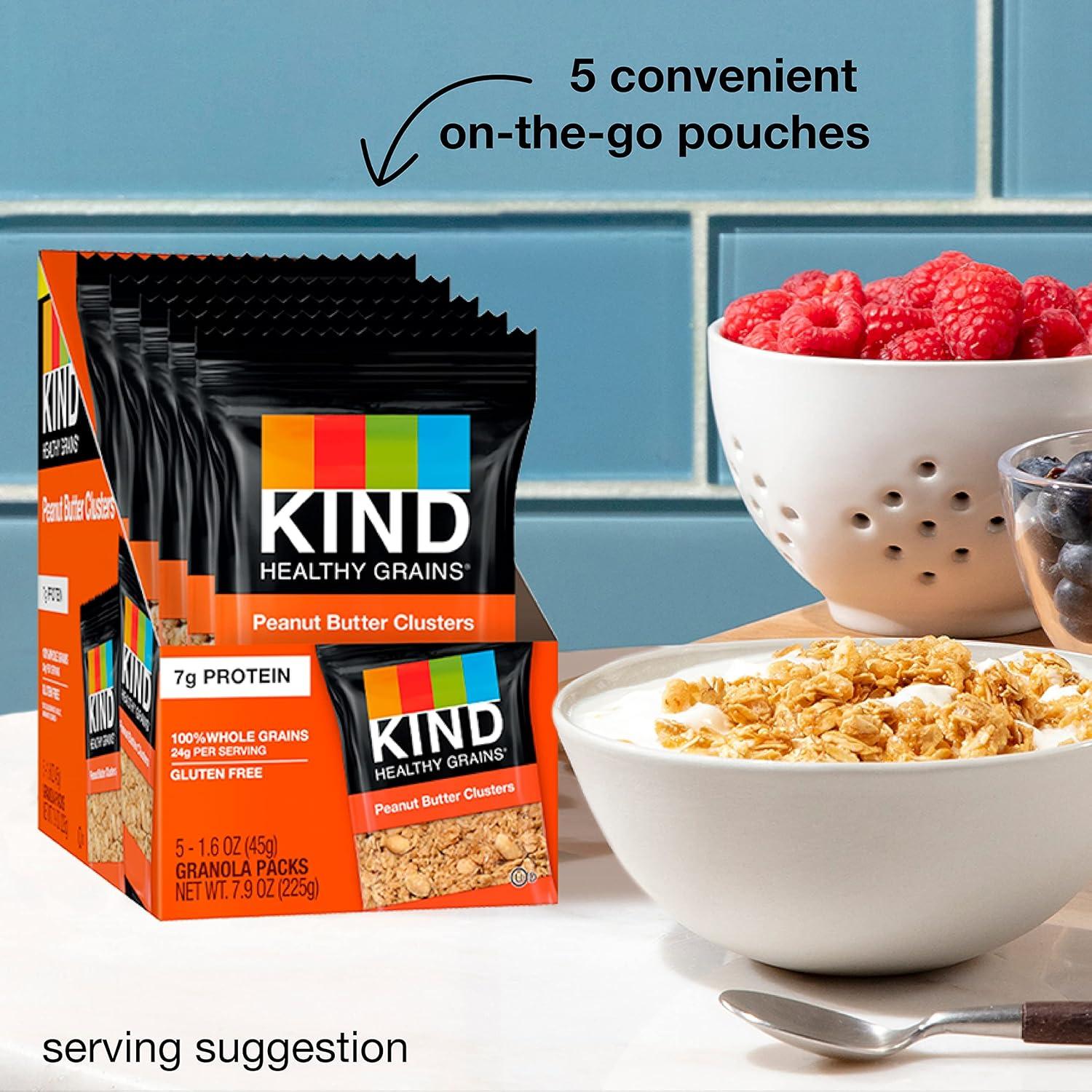 image:imageKIND Grab and Go Granola Peanut Butter Healthy Snacks Gluten Free Whole Grains and Oats 7g Protein 20 Count