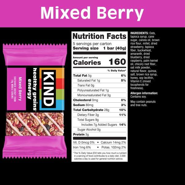 image:imageKIND Healthy Grains Energy Bars Peanut Butter Dark Chocolate Gluten Free Healthy Snacks 18g Whole Grains 40 CountMixed Berry