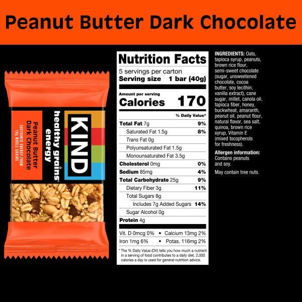 image:imageKIND Healthy Grains Energy Bars Peanut Butter Dark Chocolate Gluten Free Healthy Snacks 18g Whole Grains 40 CountPeanut Butter Dark Chocolate