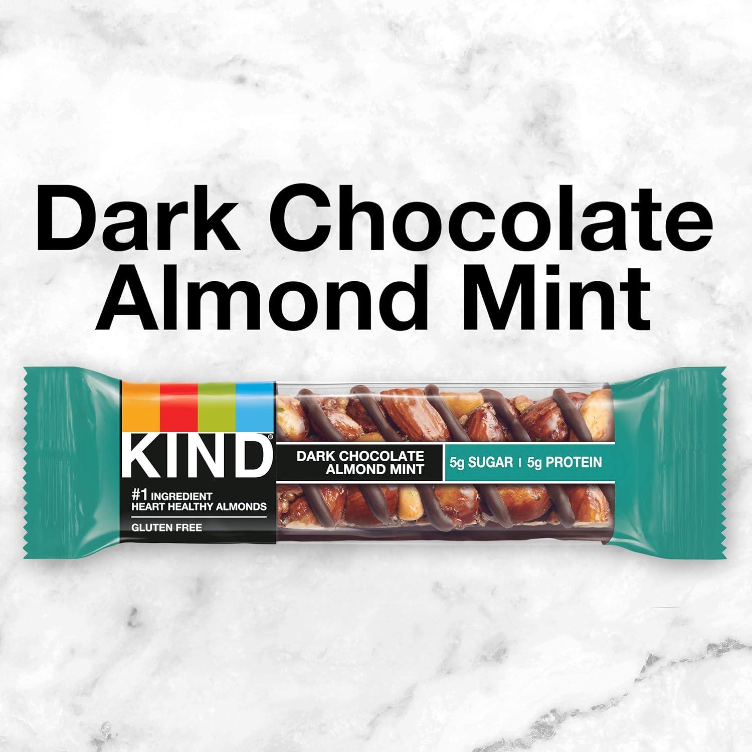 image:imageKIND Healthy Snacks Bars Dark Chocolate Almond Coconut Gluten Free High Fiber Snacks 3g Protein 12 CountDark Chocolate Almond Mint