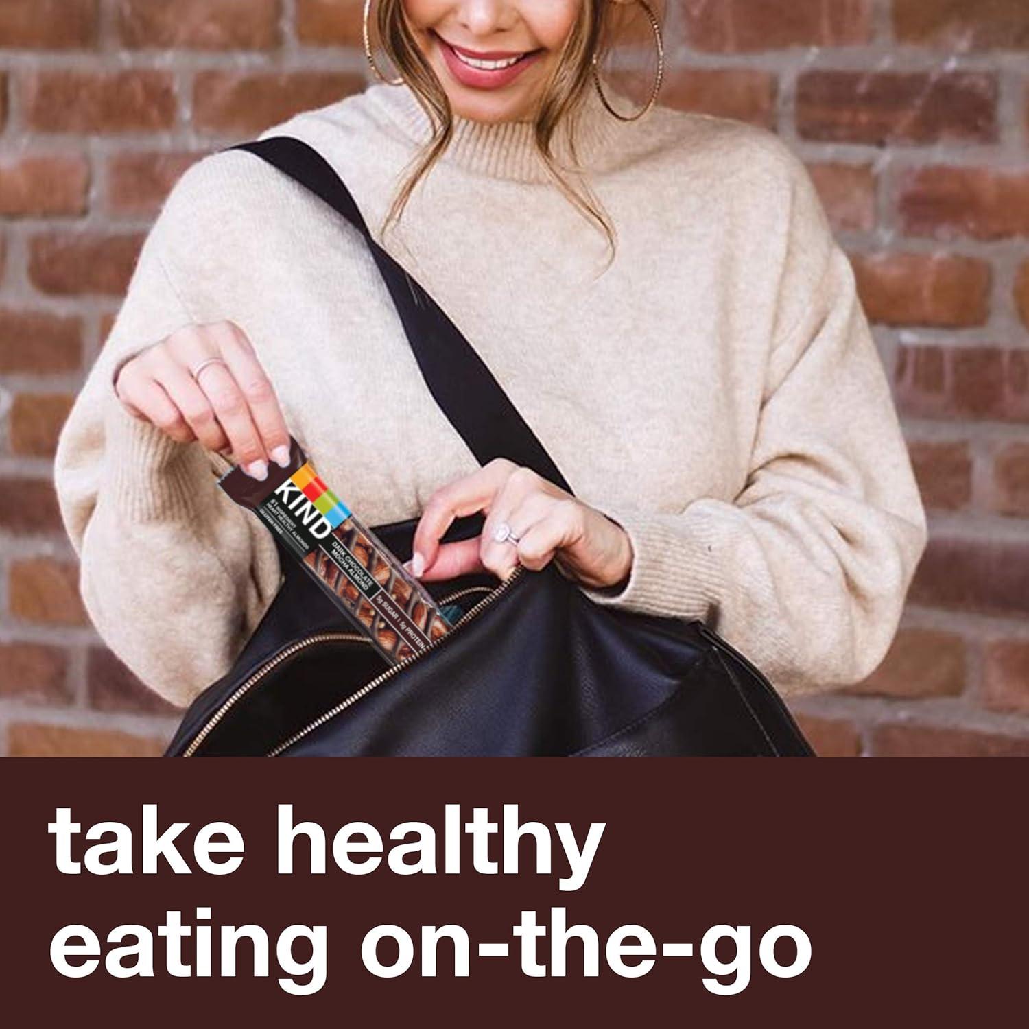 image:imageKIND Healthy Snacks Bars Dark Chocolate Almond Coconut Gluten Free High Fiber Snacks 3g Protein 12 CountDark Chocolate Mocha Almond