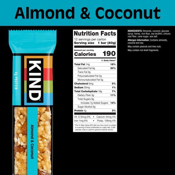 image:imageKIND Healthy Snacks Bars Peanut Butter Dark Chocolate Gluten Free Low Sodium Snacks 7g Protein 6 CountAlmond Coconut