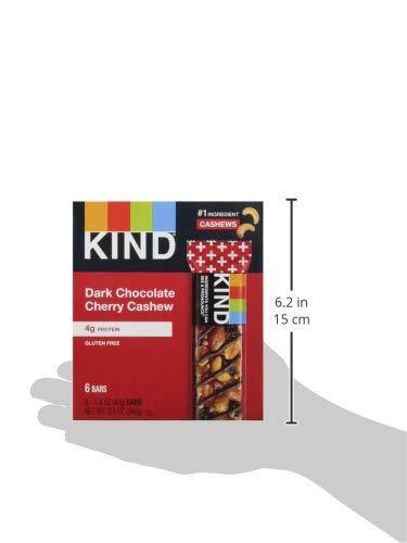image:imageKIND Healthy Snacks Bars Peanut Butter Dark Chocolate Gluten Free Low Sodium Snacks 7g Protein 6 CountDark Chocolate Cherry Cashew