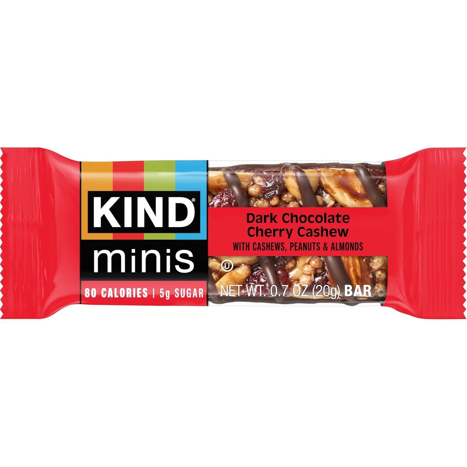 image:imageKIND Mini Snack Bars Variety Pack Gluten Free Low Sugar Low Calorie Snacks Dark Chocolate Nuts amp Sea Salt Caramel Almond amp Sea Salt Dark Chocolate Cherry Cashew 80 Count