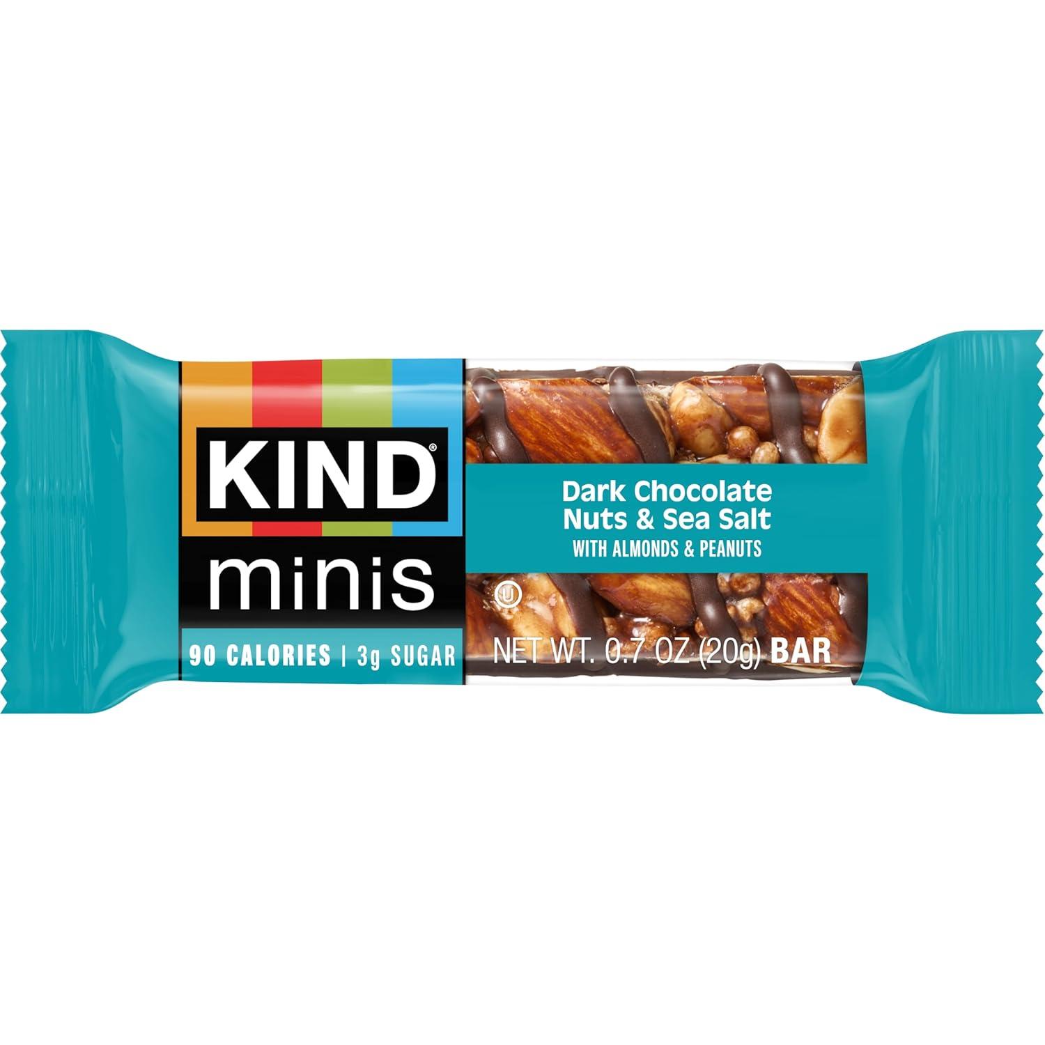 image:imageKIND Mini Snack Bars Variety Pack Gluten Free Low Sugar Low Calorie Snacks Dark Chocolate Nuts amp Sea Salt Caramel Almond amp Sea Salt Dark Chocolate Cherry Cashew 80 Count