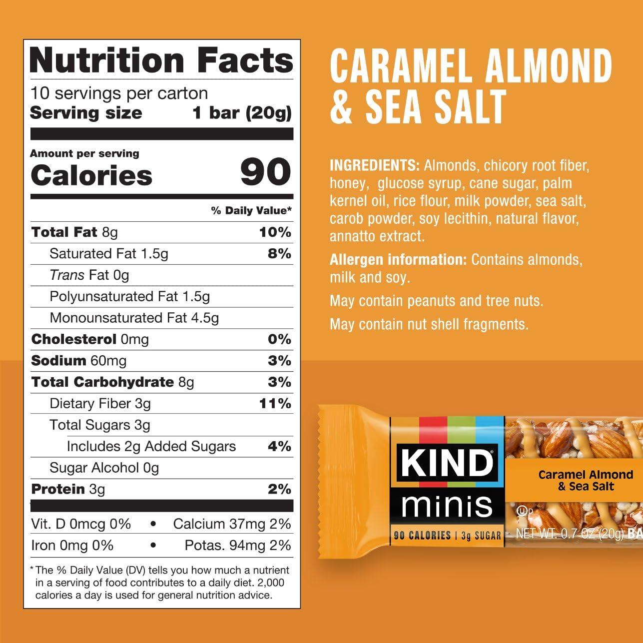 image:imageKIND Mini Snack Bars Variety Pack Gluten Free Low Sugar Low Calorie Snacks Dark Chocolate Nuts amp Sea Salt Caramel Almond amp Sea Salt Dark Chocolate Cherry Cashew 80 Count
