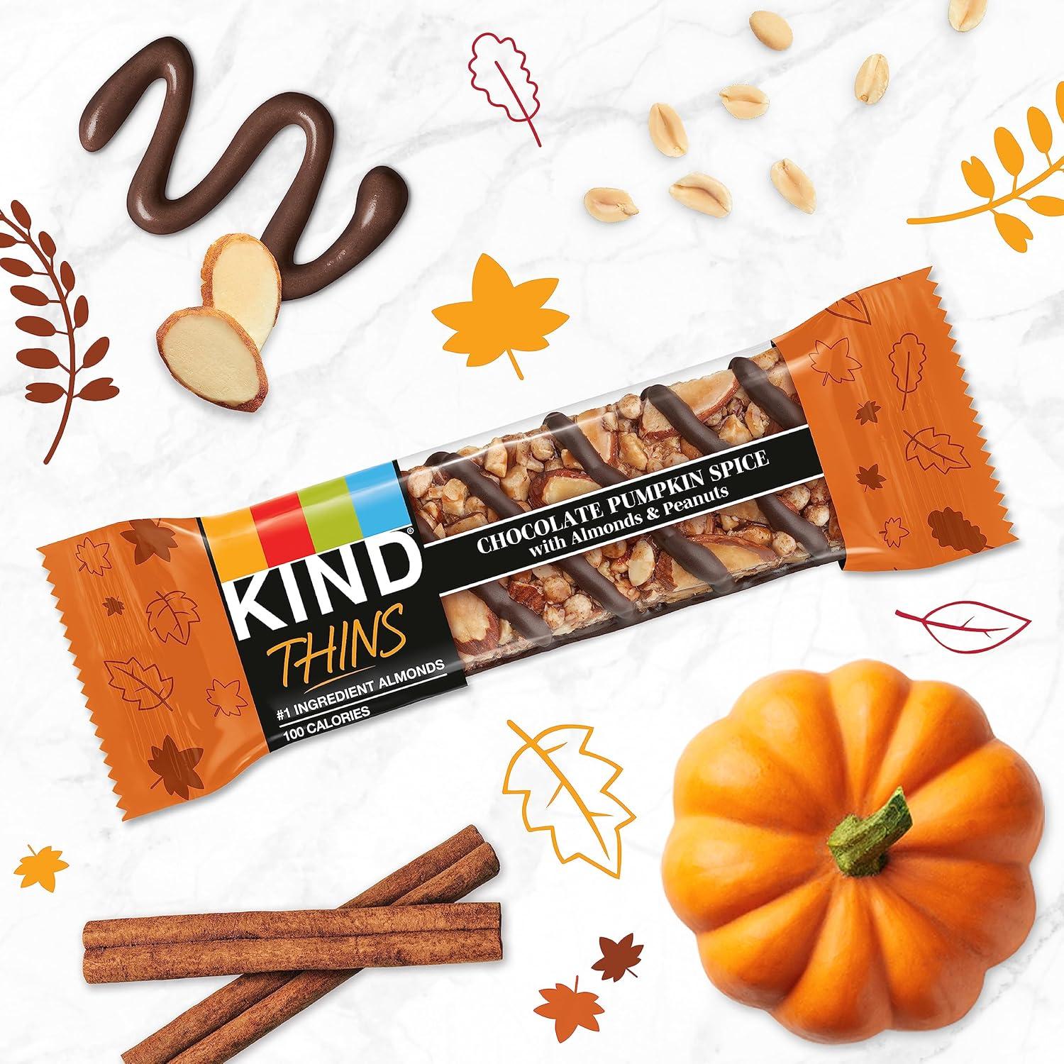 image:imageKIND Thins Snack Bars Dark Chocolate Nuts amp Sea Salt Gluten Free Low Calorie Healthy Snacks 4g Sugar 60 CountChocolate Pumpkin Spice