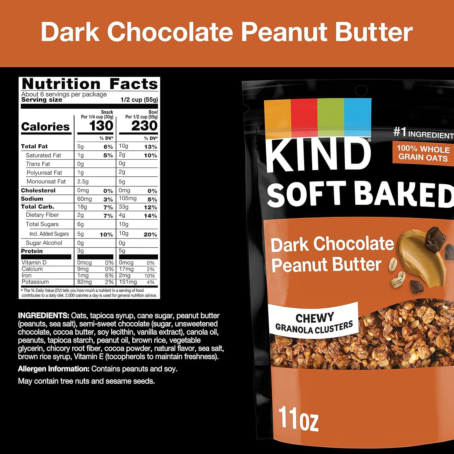 image:imageKind Soft Baked Granola Dark Chocolate Chunk Gluten Free Healthy Snack Mix 4g Protein 11oz 1 CountDark Chocolate Peanut Butter