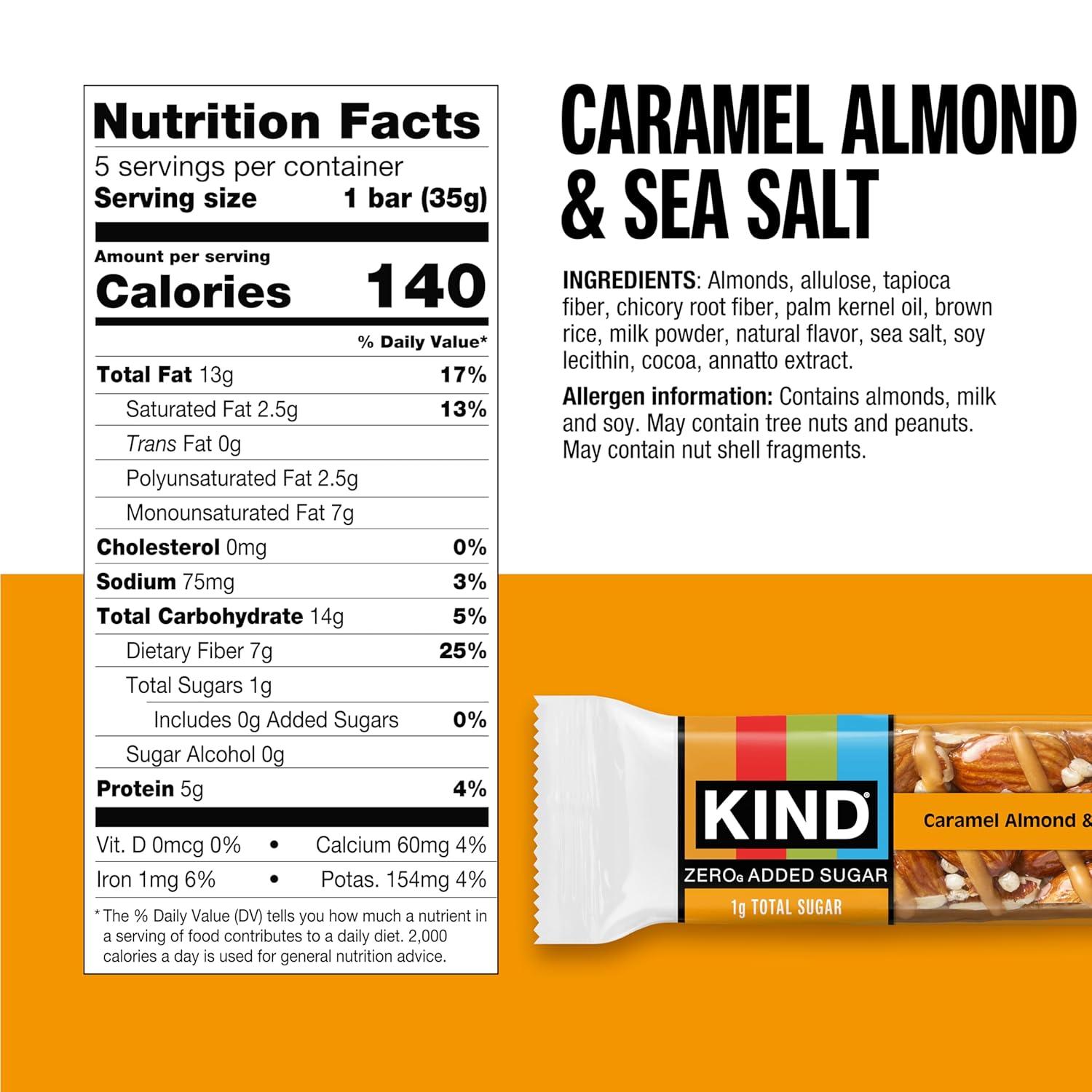 image:imageKind Zero Added Sugar Healthy Snacks Bars Variety Pack Gluten Free High Fiber Keto Snacks Dark Chocolate Nuts amp Sea Salt Caramel Almond Peanut Butter Dark Chocolate 5g Protein 15 Count
