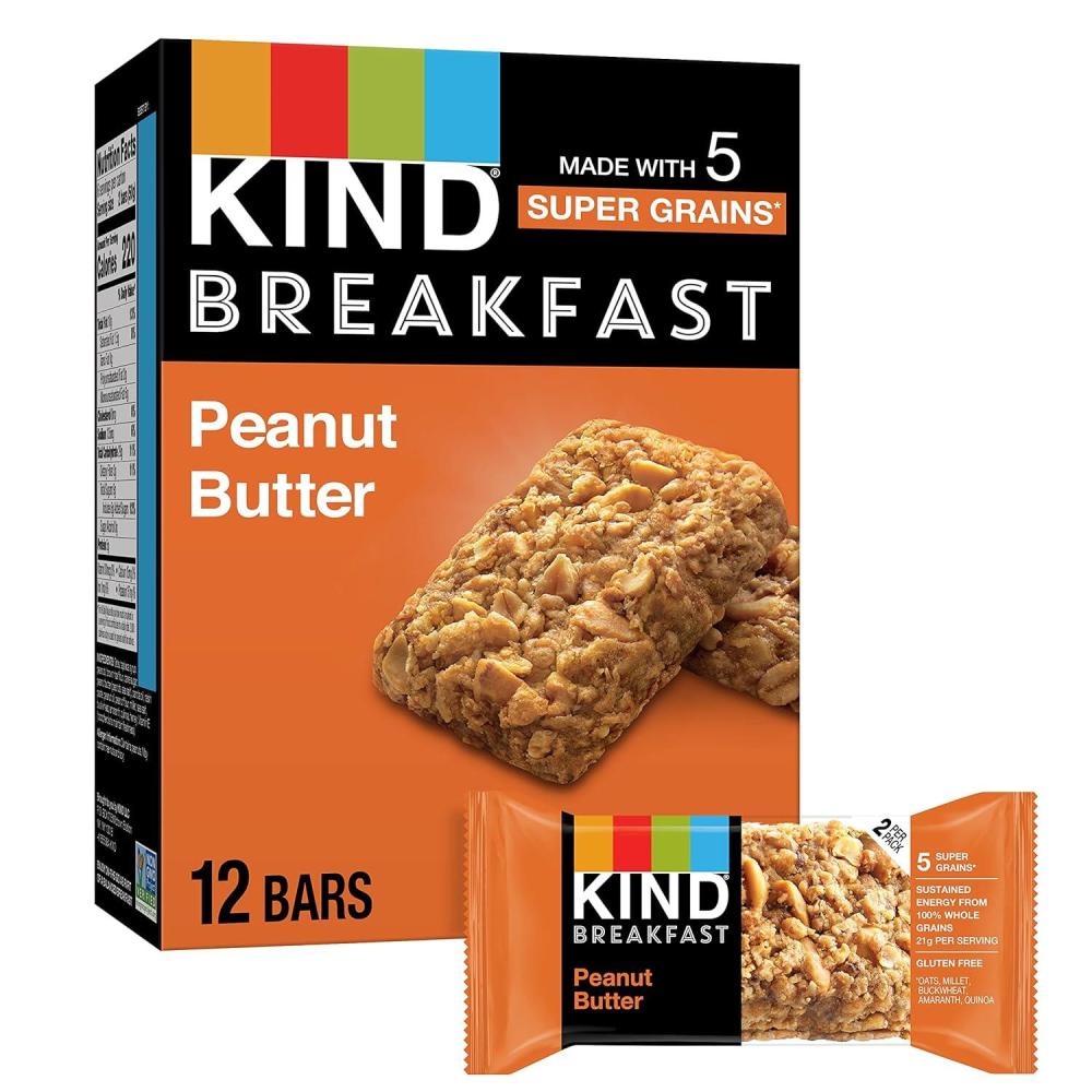 image:imageKIND Breakfast Bars Peanut Butter Healthy Snacks Gluten Free 5g Protein 6 CountPeanut Butter