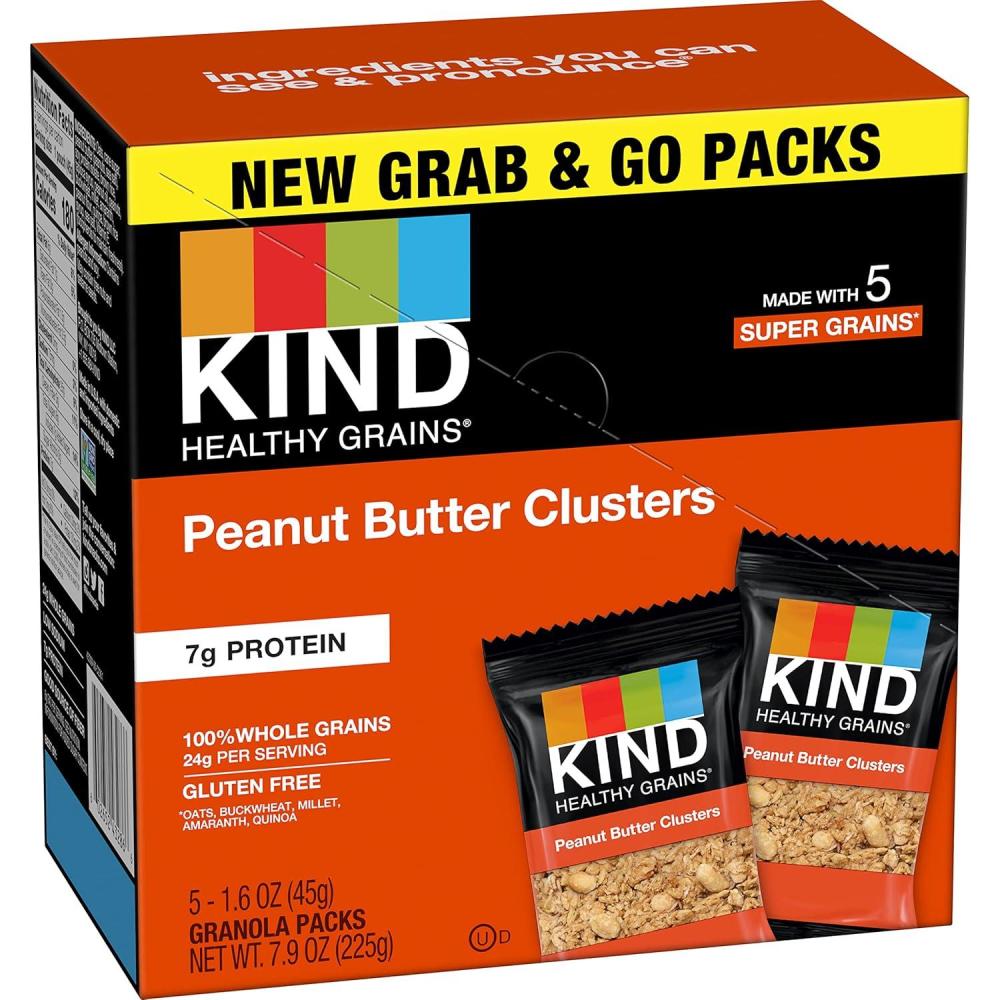 image:imageKIND Grab and Go Granola Peanut Butter Healthy Snacks Gluten Free Whole Grains and Oats 7g Protein 20 Count