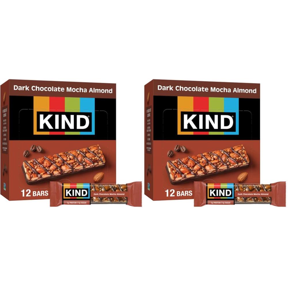 image:imageKIND Healthy Snacks Bars Dark Chocolate Almond Coconut Gluten Free High Fiber Snacks 3g Protein 12 CountDark Chocolate Mocha Almond