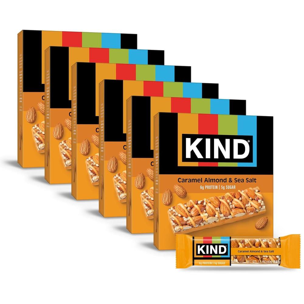 image:imageKIND Healthy Snacks Bars Dark Chocolate Nuts amp Sea Salt Gluten Free Low Sugar High Fiber Snacks 6g Protein 36 CountCaramel Almond Sea Salt