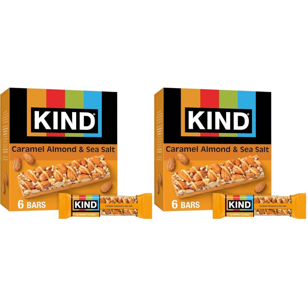 image:imageKIND Healthy Snacks Bars Peanut Butter Dark Chocolate Gluten Free Low Sodium Snacks 7g Protein 6 CountCaramel Almond Sea Salt