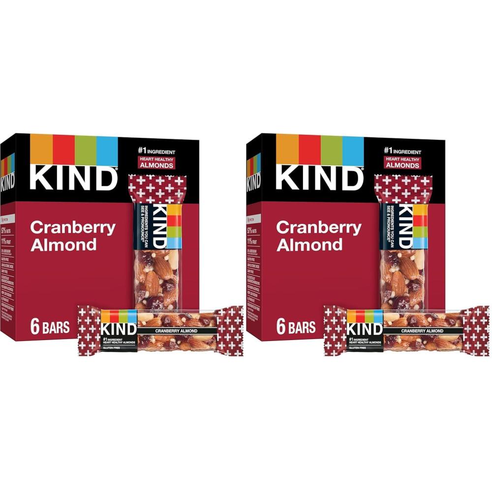 image:imageKIND Healthy Snacks Bars Peanut Butter Dark Chocolate Gluten Free Low Sodium Snacks 7g Protein 6 CountCranberry Almond