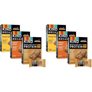 image:imageKIND Breakfast Bars Variety Pack Gluten Free Low Sodium Healthy Snacks Honey Oat Almond Butter Peanut Butter 38g Protein 18 Count 18 Packs of 2 Bars6 Count Pack of 6