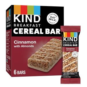 image:imageKIND Breakfast Cereal Bars Peanut Butter Healthy Snacks Gluten Free 100 Whole Grains 3g Protein 6 CountCinnamon with Almonds