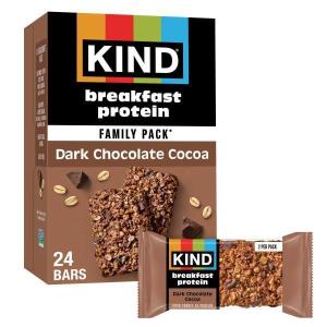 image:imageKIND Breakfast Protein Bars Dark Chocolate Cocoa Gluten Free Low Sodium Healthy Snacks 8g Protein 12 Count 12 Packs of 2 BarsDark Chocolate Cocoa