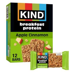 image:imageKIND Breakfast Protein Bars Dark Chocolate Cocoa Gluten Free Low Sodium Healthy Snacks 8g Protein 6 Count 6 Packs of 2 BarsApple Cinnamon
