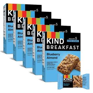 image:imageKIND Breakfast Protein Bars Peanut Butter Banana Dark Chocolate Gluten Free Low Sodium Healthy Snacks 8g Protein 30 Count 30 Packs of 2 BarsBlueberry Almond