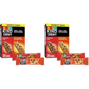image:imageKIND Chewy Granola Bars Variety Pack Gluten Free Low Calorie Healthy Snacks Chocolate Chip Peanut Butter Chocolate Chip 20 CountChocolate Chip  Peanut Butter Chocolate Chip