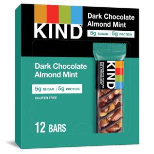 image:imageKIND Healthy Snacks Bars Dark Chocolate Almond Coconut Gluten Free High Fiber Snacks 3g Protein 12 CountDark Chocolate Almond Mint