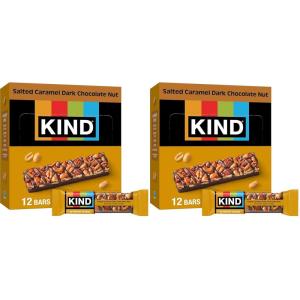 image:imageKIND Healthy Snacks Bars Dark Chocolate Almond Coconut Gluten Free High Fiber Snacks 3g Protein 12 CountSalted Caramel  Dark Chocolate Nut