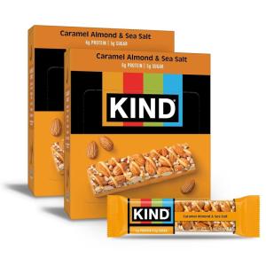 image:imageKIND Healthy Snacks Bars Dark Chocolate Almond Coconut Gluten Free High Fiber Snacks 3g Protein 24 CountCaramel Almond  Sea Salt