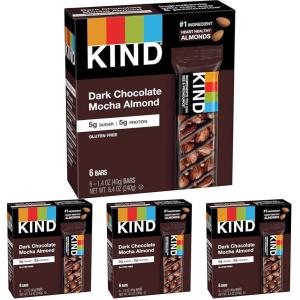 image:imageKIND Healthy Snacks Bars Peanut Butter Dark Chocolate Gluten Free Low Sodium Snacks 7g Protein 6 CountDark Chocolate Mocha Almond