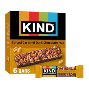 image:imageKIND Healthy Snacks Bars Salted Caramel Dark Chocolate Nut Gluten Free Low Sugar High Fiber Snacks 6g Protein 6 Count