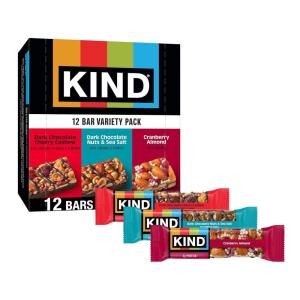 image:imageKIND Healthy Snacks Bars Variety Pack Gluten Free High Fiber Snacks Cranberry Almond Dark Chocolate Nuts amp Sea Salt Dark Chocolate Cherry Cashew 46g Protein 12 Count