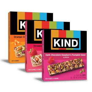 image:imageKIND Healthy Snacks Bars Variety Pack Gluten Free High Fiber Snacks Strawberry Sunflower Seed Dark Chocolate Raspberry Pumpkin Seed Orange Cranberry Pumpkin Seed 5g Protein 18 Count