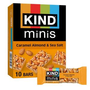 image:imageKIND Mini Snack Bars Dark Chocolate Nuts amp Sea Salt Gluten Free Low Sugar Low Calorie Snacks 10 CountCaramel Almond  Sea Salt