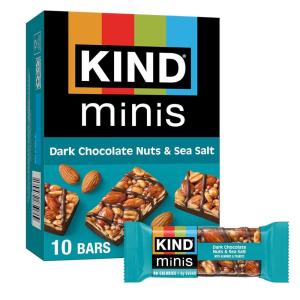 image:imageKIND Mini Snack Bars Dark Chocolate Nuts amp Sea Salt Gluten Free Low Sugar Low Calorie Snacks 10 CountDark Chocolate Nuts  Sea Salt