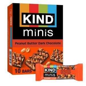 image:imageKIND Mini Snack Bars Dark Chocolate Nuts amp Sea Salt Gluten Free Low Sugar Low Calorie Snacks 10 CountPeanut Butter Dark Chocolate
