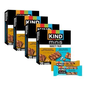 image:imageKIND Mini Snack Bars Variety Pack Gluten Free Low Sugar Low Calorie Snacks Dark Chocolate Nuts amp Sea Salt Caramel Almond amp Sea Salt Dark Chocolate Cherry Cashew 80 CountSalted Caramel Dark Chocolate Nut  Dark Chocolate Almond Coconut