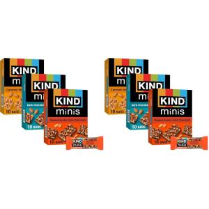 image:imageKIND Mini Snack Bars Variety Pack Gluten Free Low Sugar Low Calorie Snacks Dark Chocolate Nuts amp Sea Salt Peanut Butter Dark Chocolate Caramel Almond amp Sea Salt 30 Count07 Ounce Pack of 60