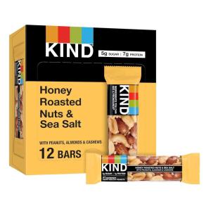 image:imageKIND Nut Bars Madagascar Vanilla Almond Healthy Snacks Gluten Free Low Sugar 6g Protein 12 CountHoney Roasted Nuts  Sea Salt