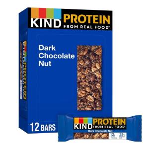 image:imageKIND Protein Bars Variety Pack Gluten Free Healthy Snacks Crunchy Peanut Butter Dark Chocolate Nut 12g Protein 10 CountDark Chocolate Nut