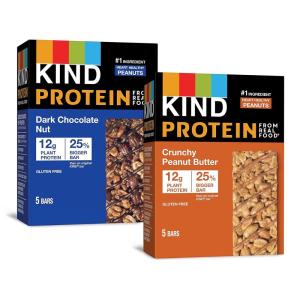 image:imageKIND Protein Bars Variety Pack Gluten Free Healthy Snacks Crunchy Peanut Butter Dark Chocolate Nut 12g Protein 10 CountVariety Pack