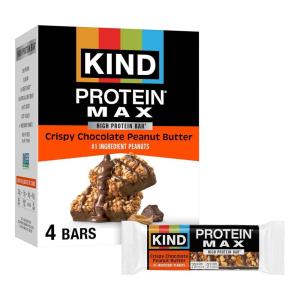 image:imageKIND Protein MAX Bars Sweet amp Salty Caramel Peanut Crisp Gluten Free Low Sugar High Fiber Snacks 20g Protein 4 CountCrispy Chocolate Peanut Butter