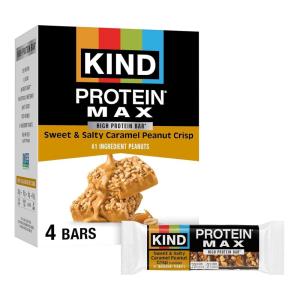 image:imageKIND Protein MAX Bars Sweet amp Salty Caramel Peanut Crisp Gluten Free Low Sugar High Fiber Snacks 20g Protein 4 CountSweet  Salty Caramel Peanut Crisp