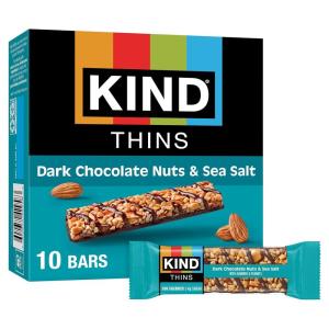 image:imageKIND Thins Snack Bars Dark Chocolate Nuts amp Sea Salt Gluten Free Low Calorie Healthy Snacks 4g Sugar 10 CountDark Chocolate Nuts  Sea Salt