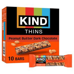 image:imageKIND Thins Snack Bars Dark Chocolate Nuts amp Sea Salt Gluten Free Low Calorie Healthy Snacks 4g Sugar 10 CountPeanut Butter Dark Chocolate