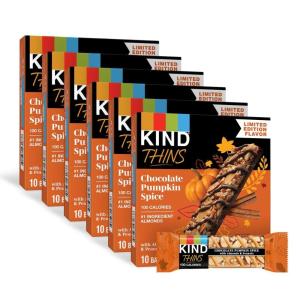 image:imageKIND Thins Snack Bars Dark Chocolate Nuts amp Sea Salt Gluten Free Low Calorie Healthy Snacks 4g Sugar 60 CountChocolate Pumpkin Spice