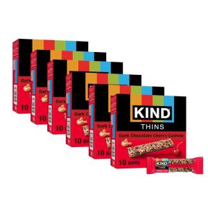 image:imageKIND Thins Snack Bars Dark Chocolate Nuts amp Sea Salt Gluten Free Low Calorie Healthy Snacks 4g Sugar 60 CountDark Chocolate Cherry Chashew